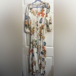 Elegant Floral Long Sleeve Maxi Dress